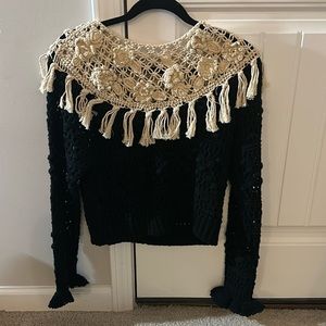 Zara USA SIZE SMALL knit sweater black and beige